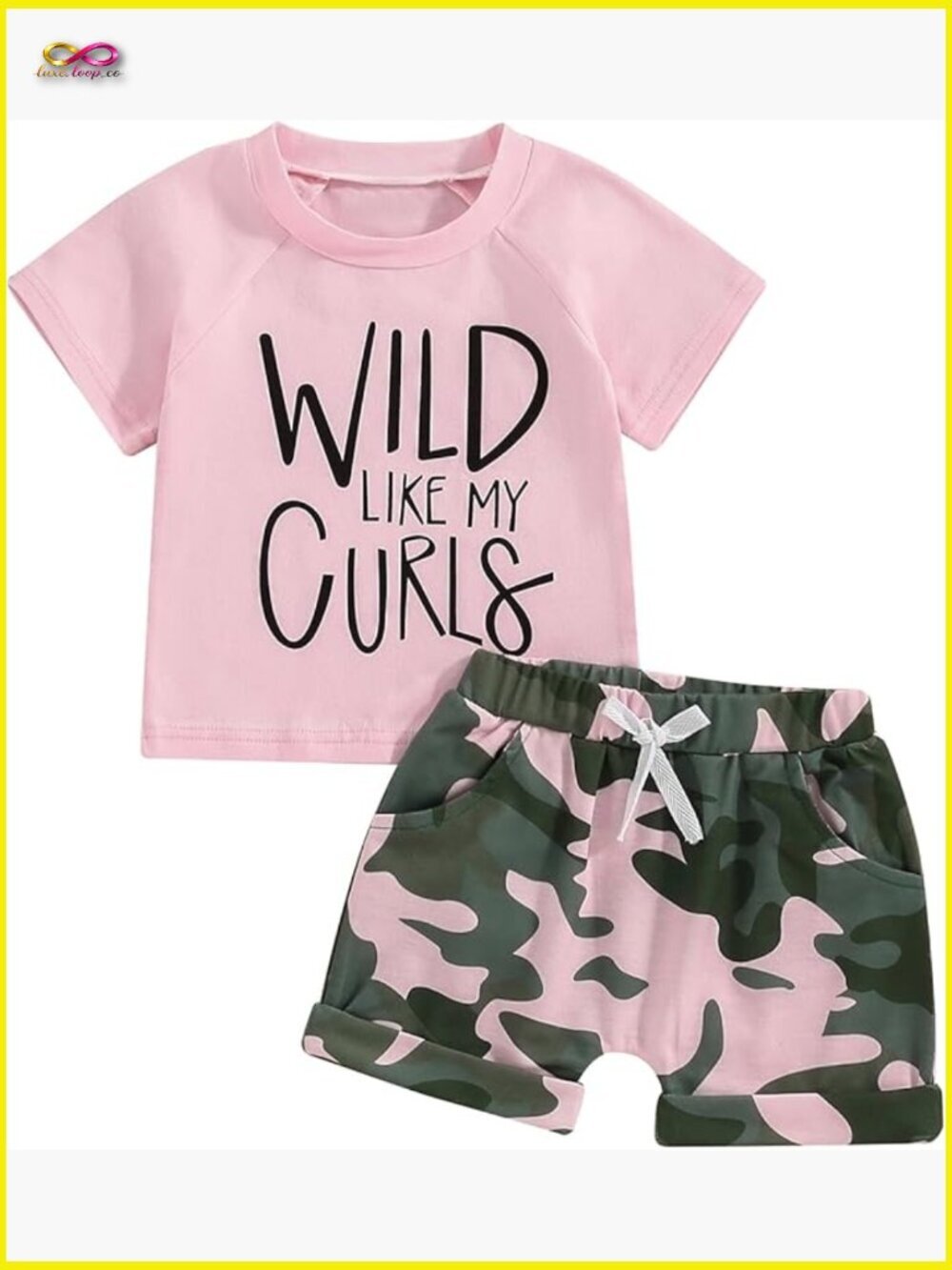 Toddler Girls Summer Camouflage Short Sleeve Tee & Shorts Set 2-3T